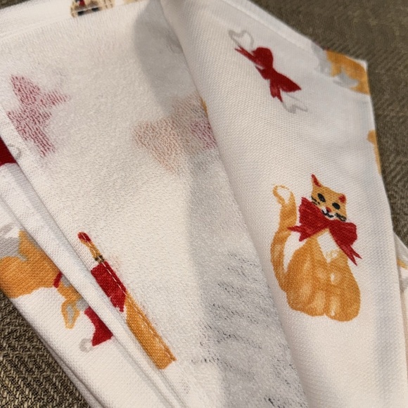 NWT Rae Dunn Meowy Christmas Cats Kitchen Cotton Towels Set of 3 16x26 Christmas - Picture 6 of 8